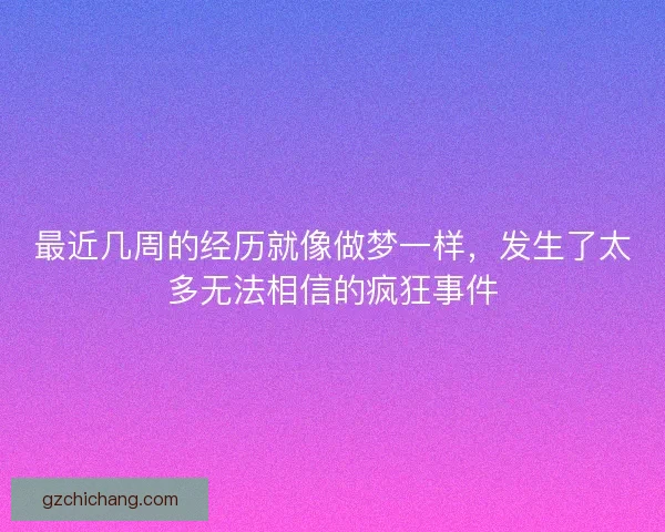 最近几周的经历就像做梦一样，发生了太多无法相信的疯狂事件