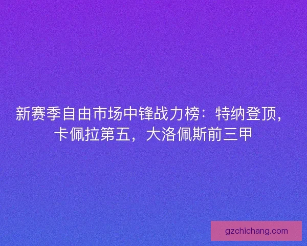 新赛季自由市场中锋战力榜：特纳登顶，卡佩拉第五，大洛佩斯前三甲